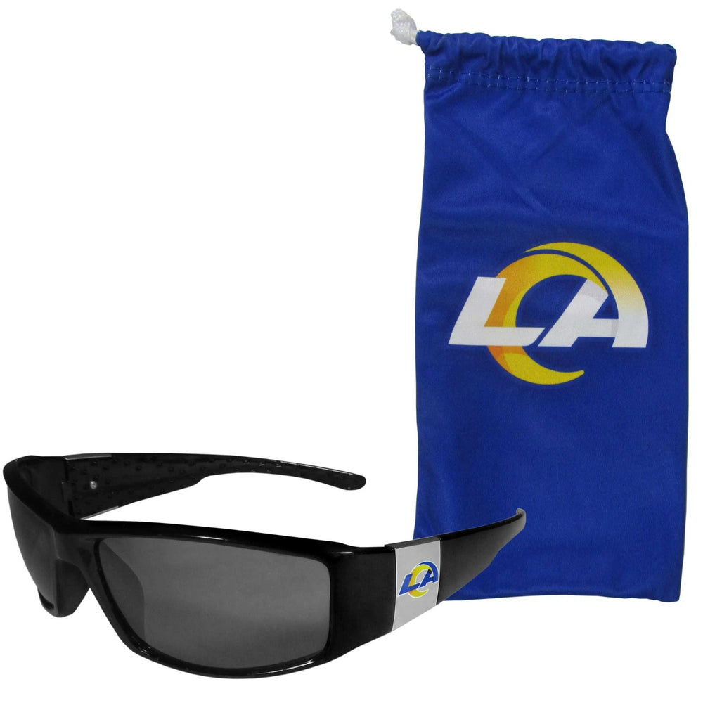 Los Angeles Rams Chrome Wrap Sunglasses and Bag - Los Angeles Rams - Flyclothing LLC
