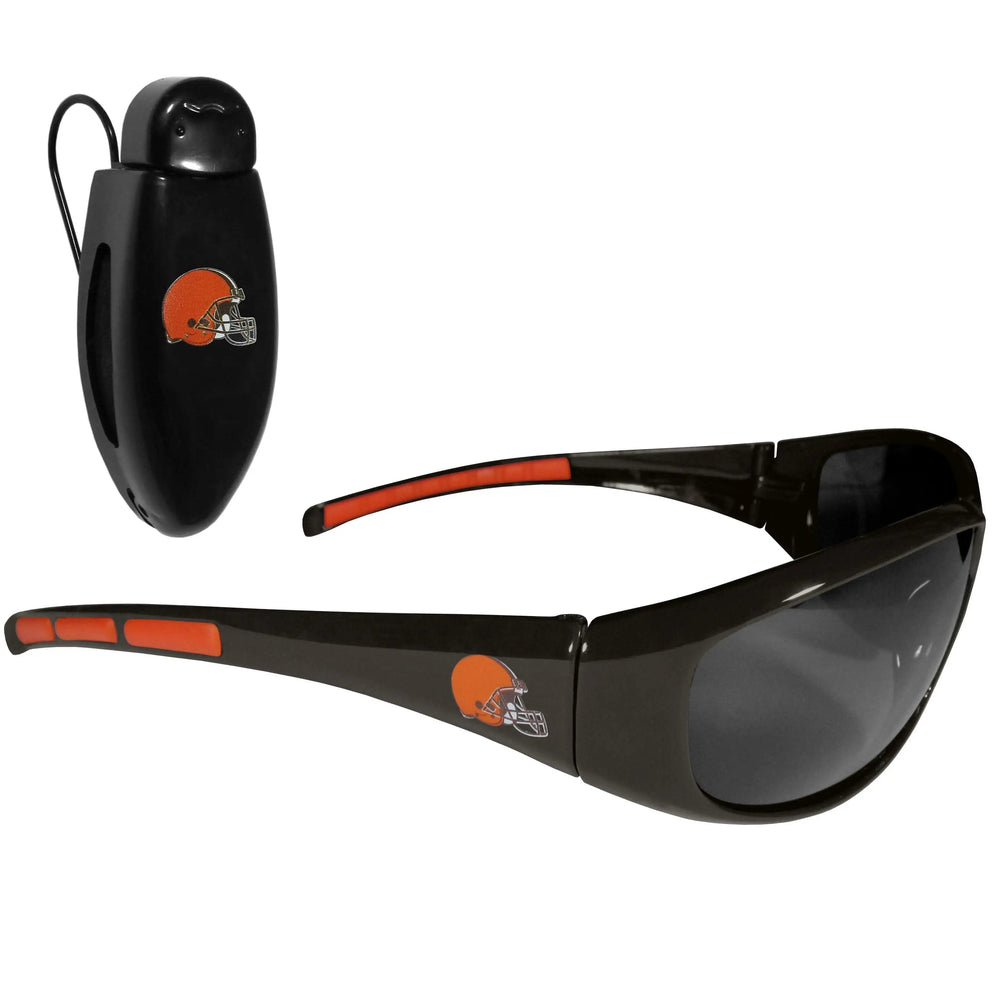 Cleveland Browns Wrap Sunglass with Visor Clip - Cleveland Browns