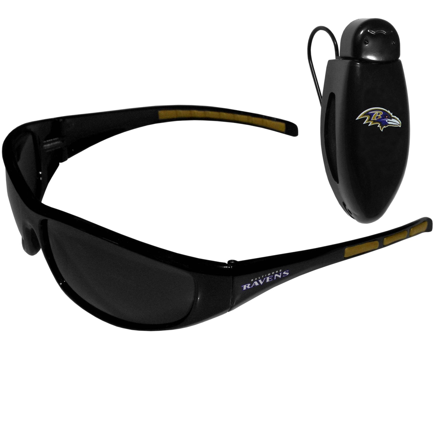 Baltimore Ravens Wrap Sunglass with Visor Clip - Baltimore Ravens - Flyclothing LLC