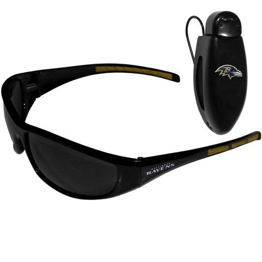 Baltimore Ravens Wrap Sunglass with Visor Clip - Baltimore Ravens