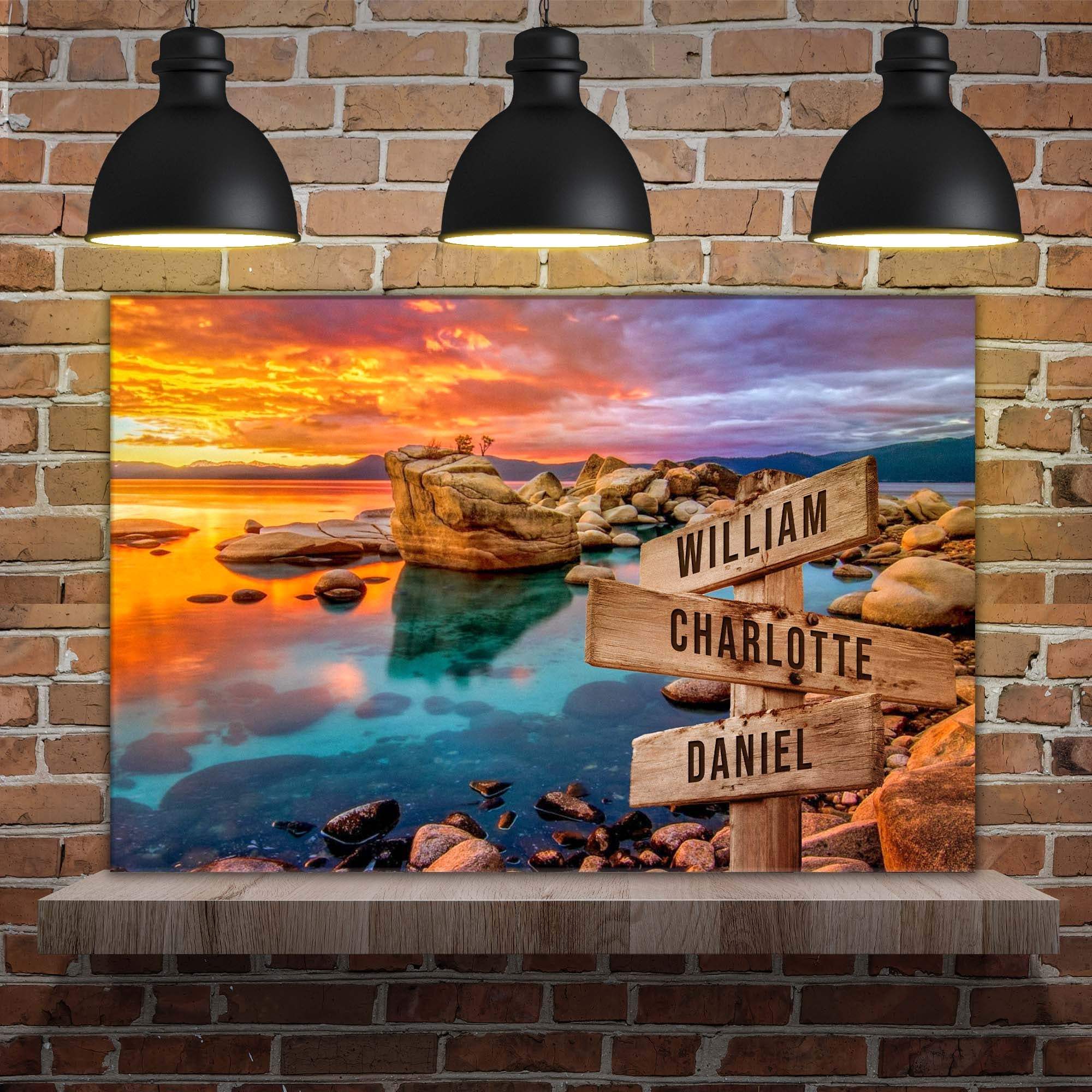 Sunset Beach Skies Family Names Sign - Tailored Canvases - Flyclothing LLC