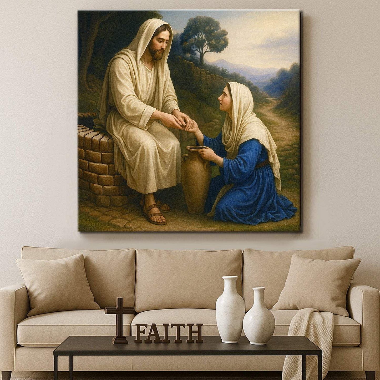Samaritan at the Well Faith Wall Art - Tailored Canvases - Flyclothing LLC