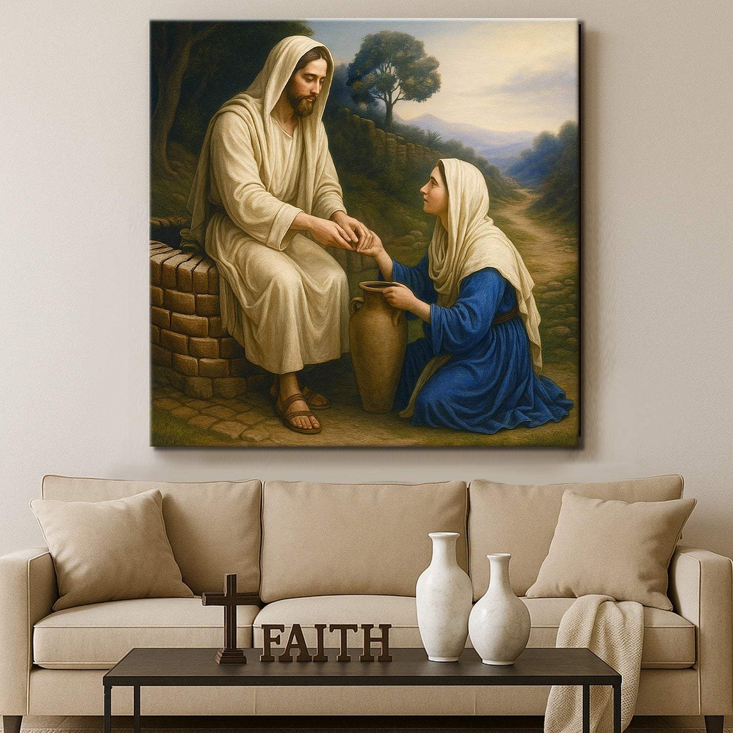 Samaritan at the Well Faith Wall Art - Tailored Canvases - Flyclothing LLC