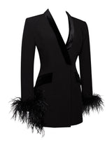Madeline Black Feather Trim Blazer Dress - Miss Circle - Flyclothing LLC