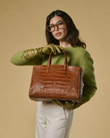 Valentina (cognac) - Italian calf leather women's handbag (with shoulder strap)
