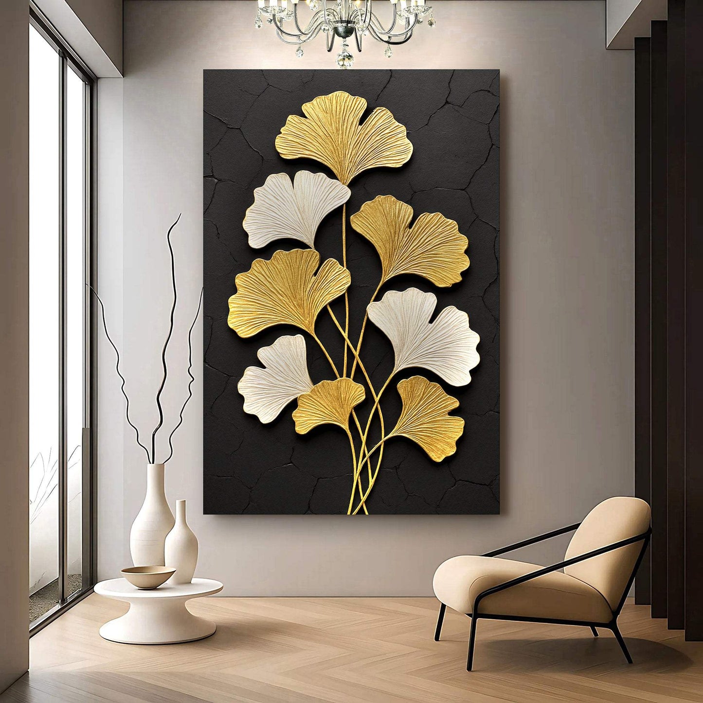 Golden Ginkgo Wall Art - Tailored Canvases - Flyclothing LLC