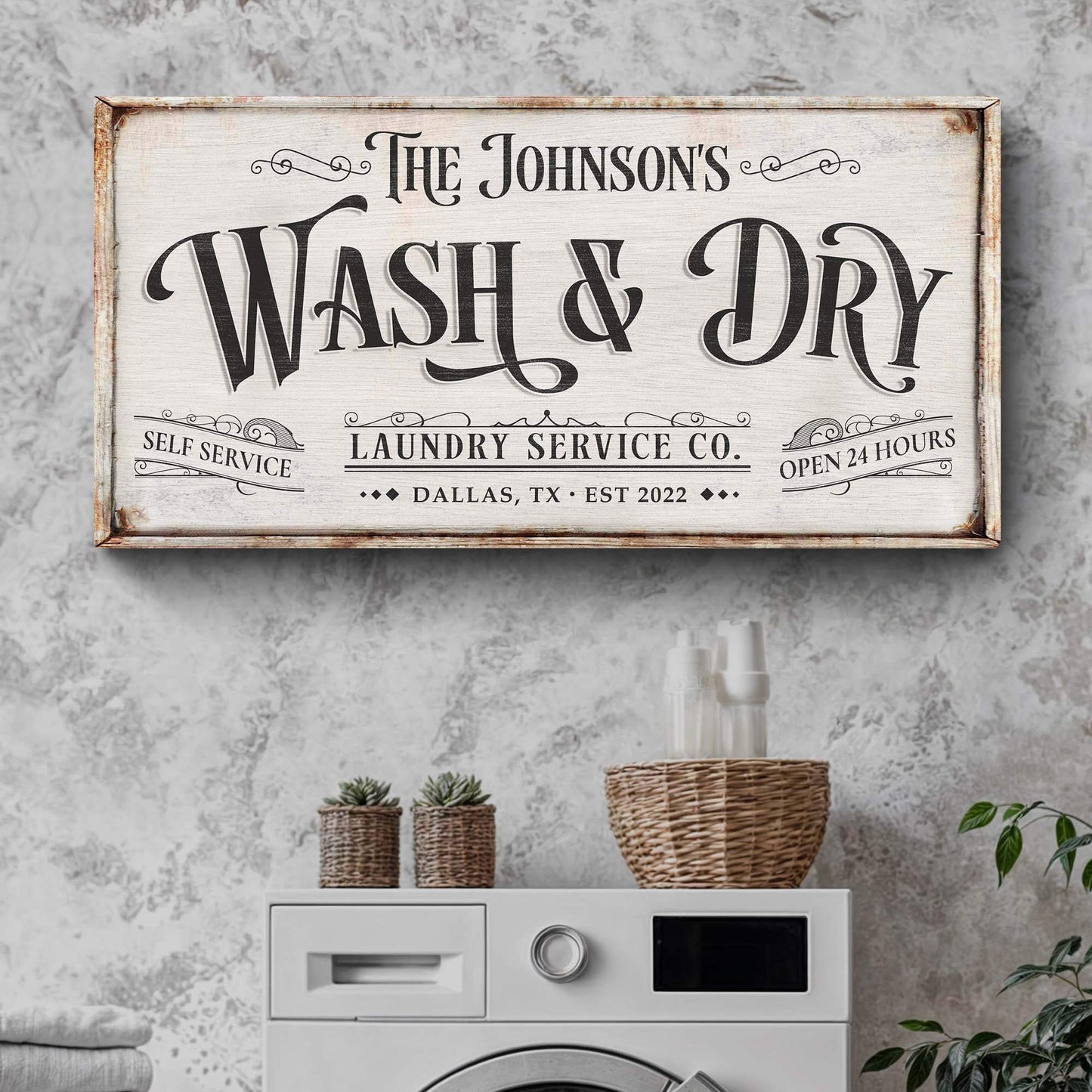 Personalized Laundry Service Sign - Tailored Canvases - Flyclothing LLC
