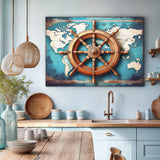 Sailboat Ship Wheel Coastal Wall Art - Tailored Canvases - Flyclothing LLC