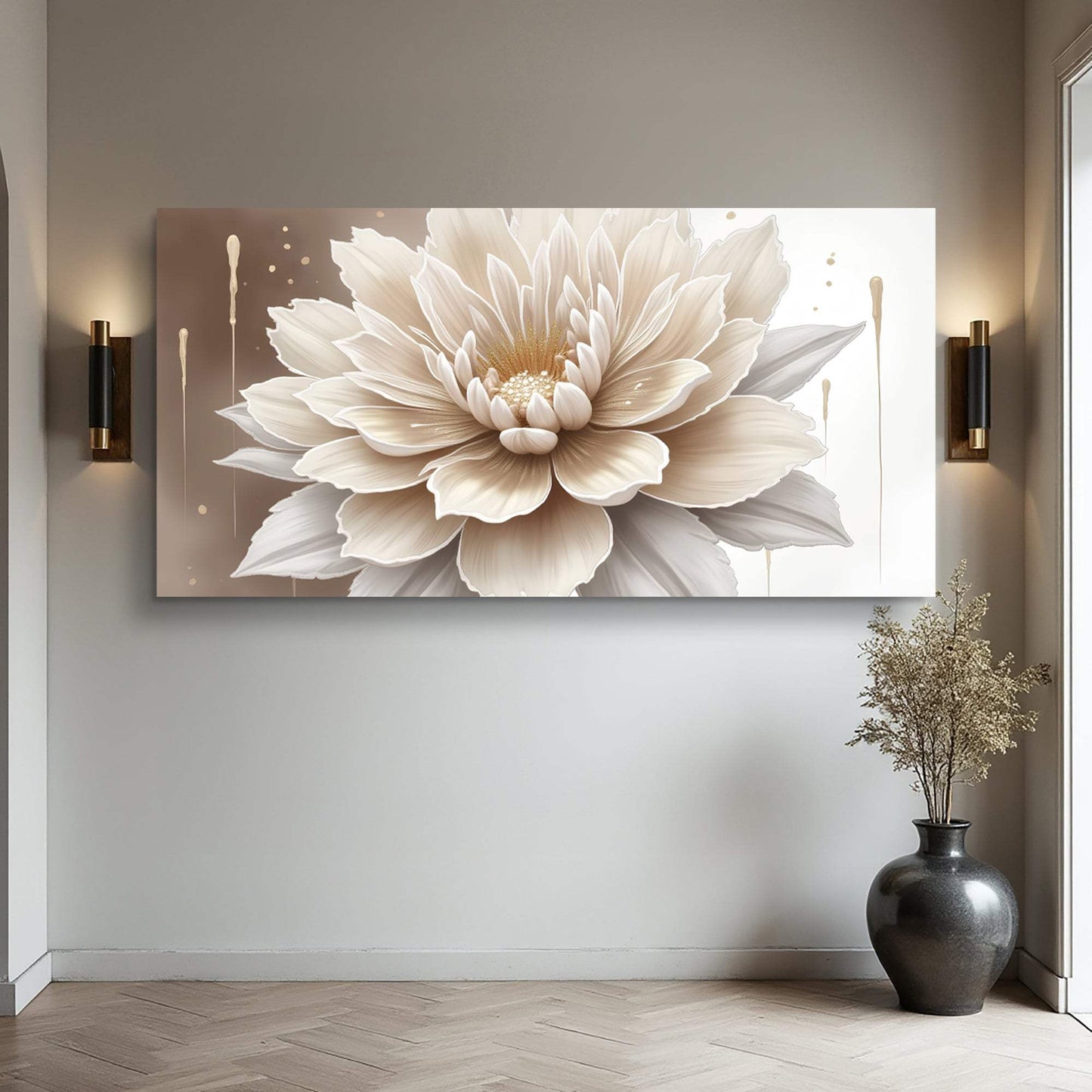 Single Beige Flower Abstract Wall Art - Tailored Canvases - Flyclothing LLC