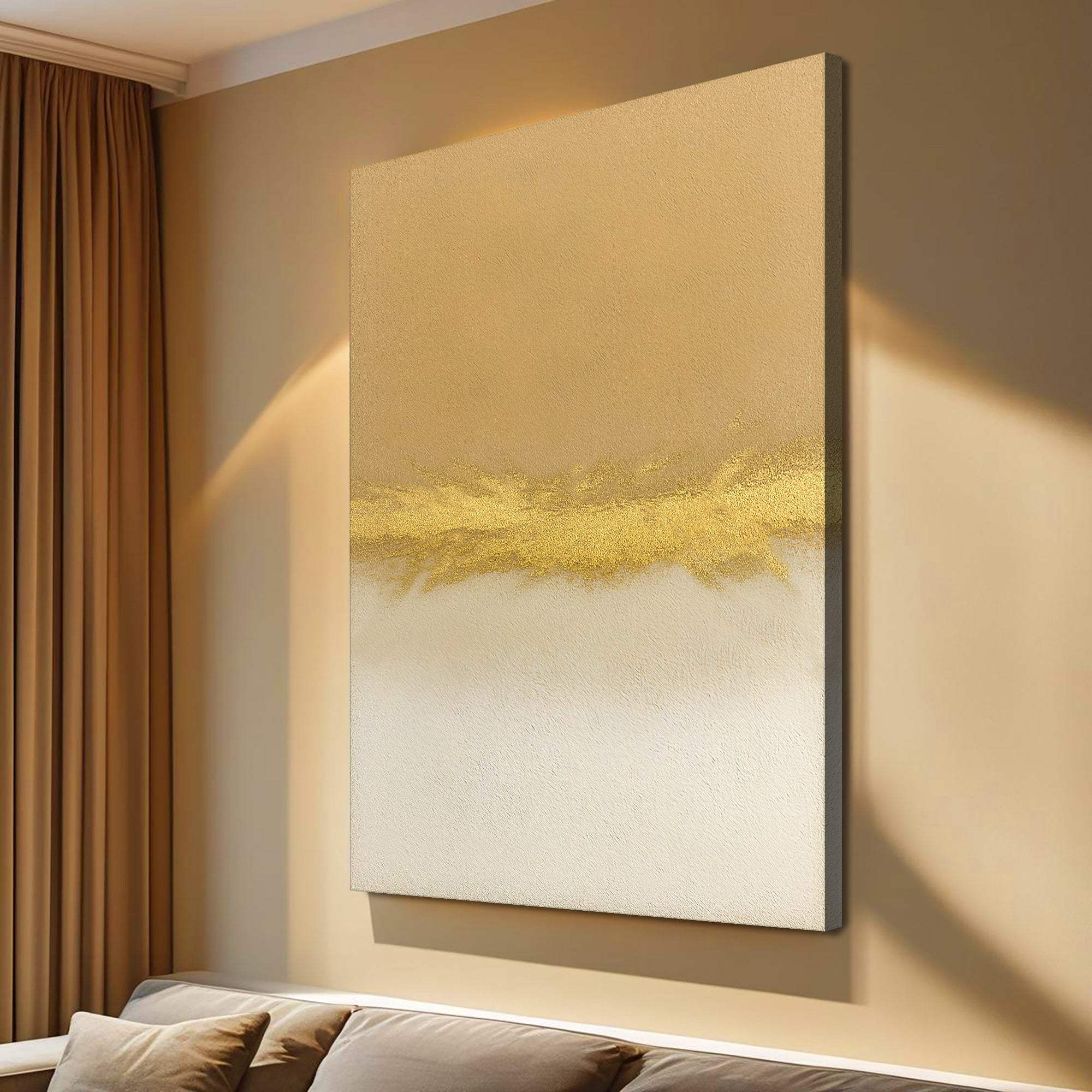 Minimalist White And Gold Wall Art - Tailored Canvases - Flyclothing LLC