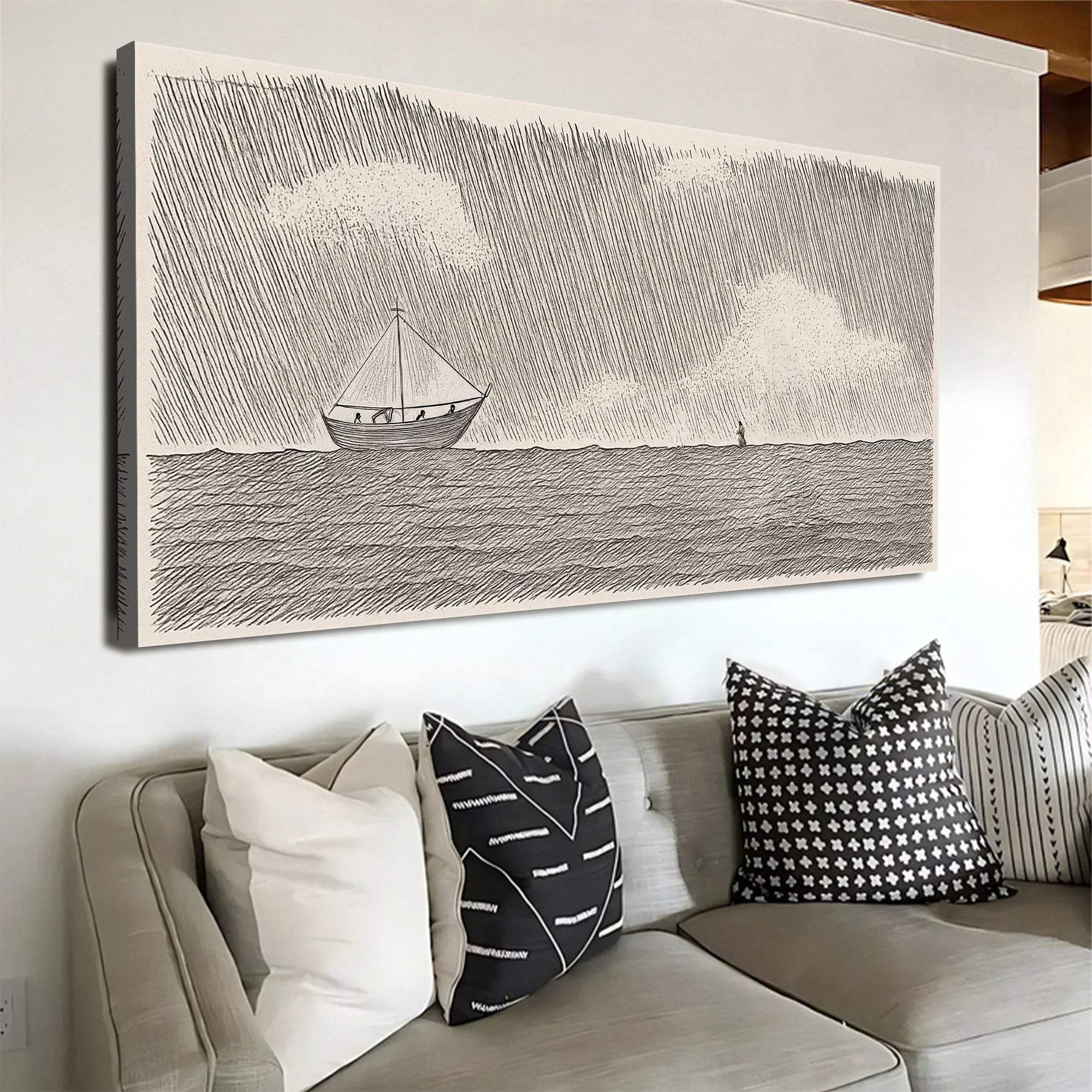 Jesus Walking On Water Faith Wall Art II - Tailored Canvases - Flyclothing LLC