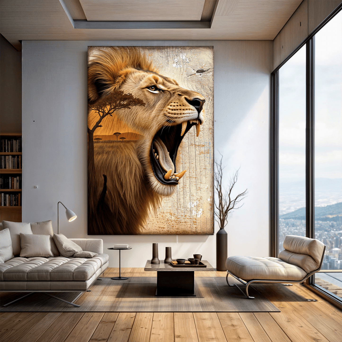Lion Double Exposure Wall Art - Tailored Canvases - Flyclothing LLC