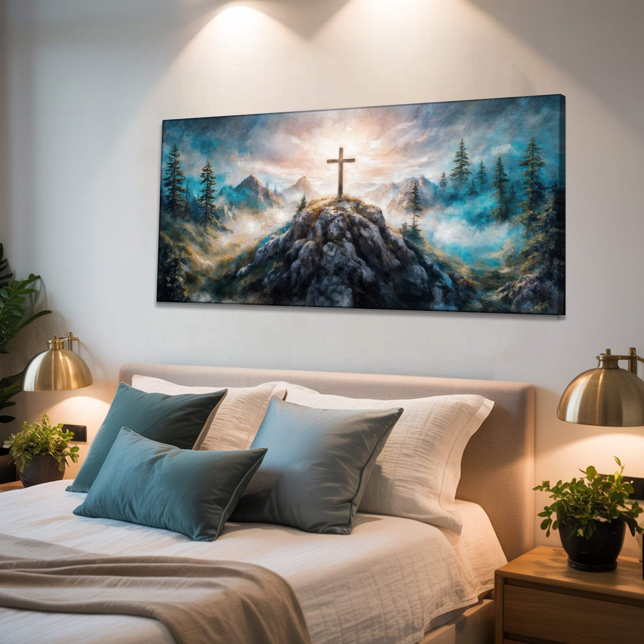 Cross On A Hill Faith Wall Art III - Tailored Canvases - Flyclothing LLC