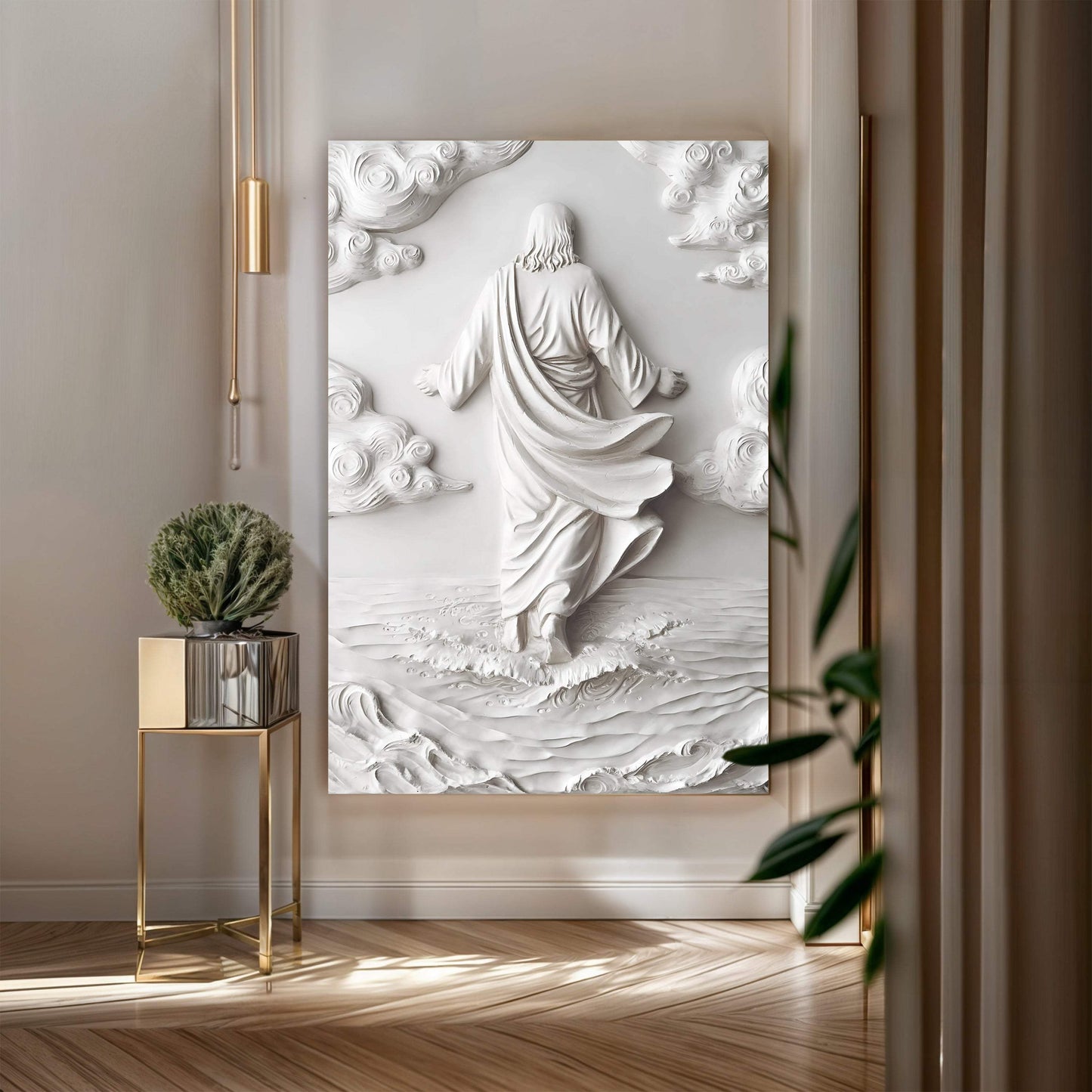 3D Minimalist Jesus Walking on Water Wall Art - Tailored Canvases - Flyclothing LLC