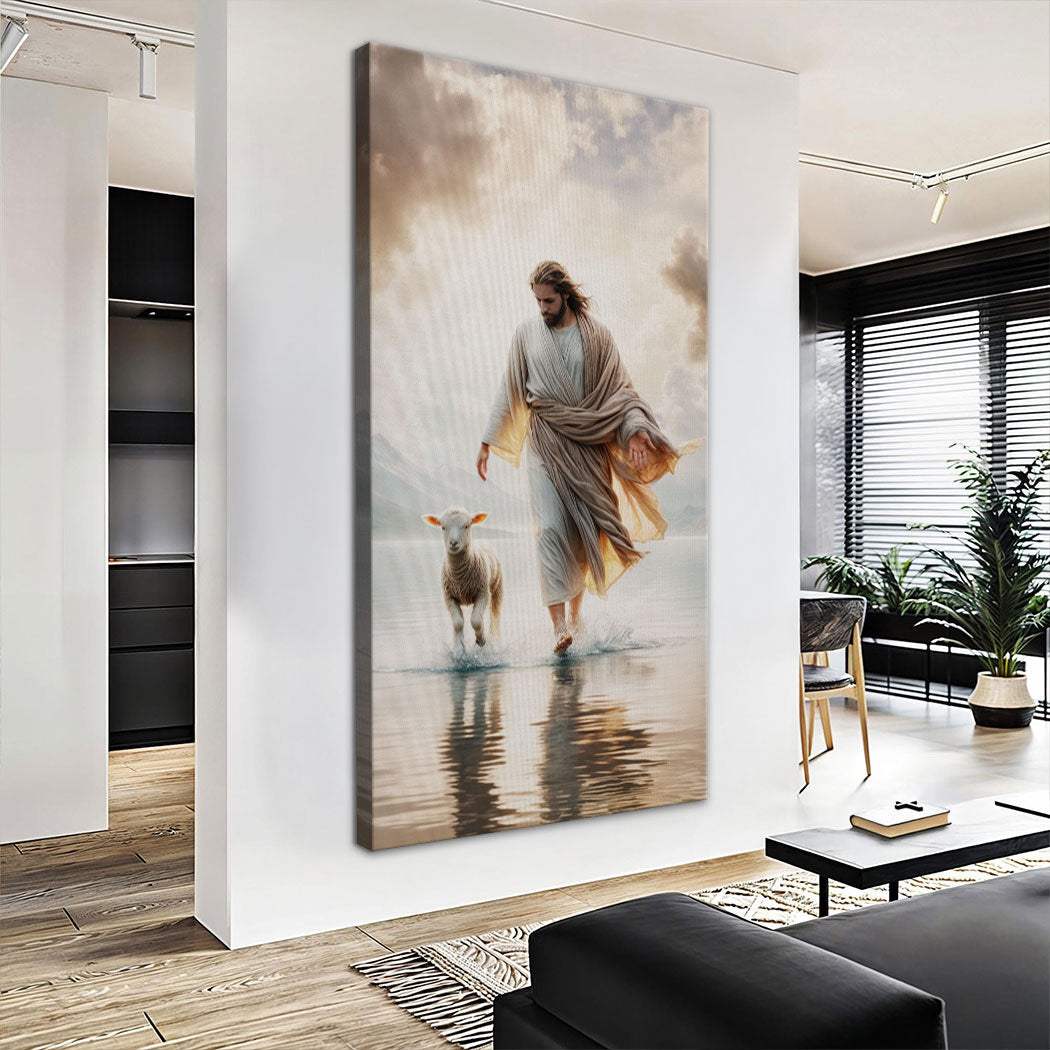 Jesus Protects The Lamb From Wolves Faith Wall Art XIII - Tailored Canvases - Flyclothing LLC