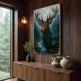 Misty Stag Double Exposure Wall Art - Tailored Canvases - Flyclothing LLC