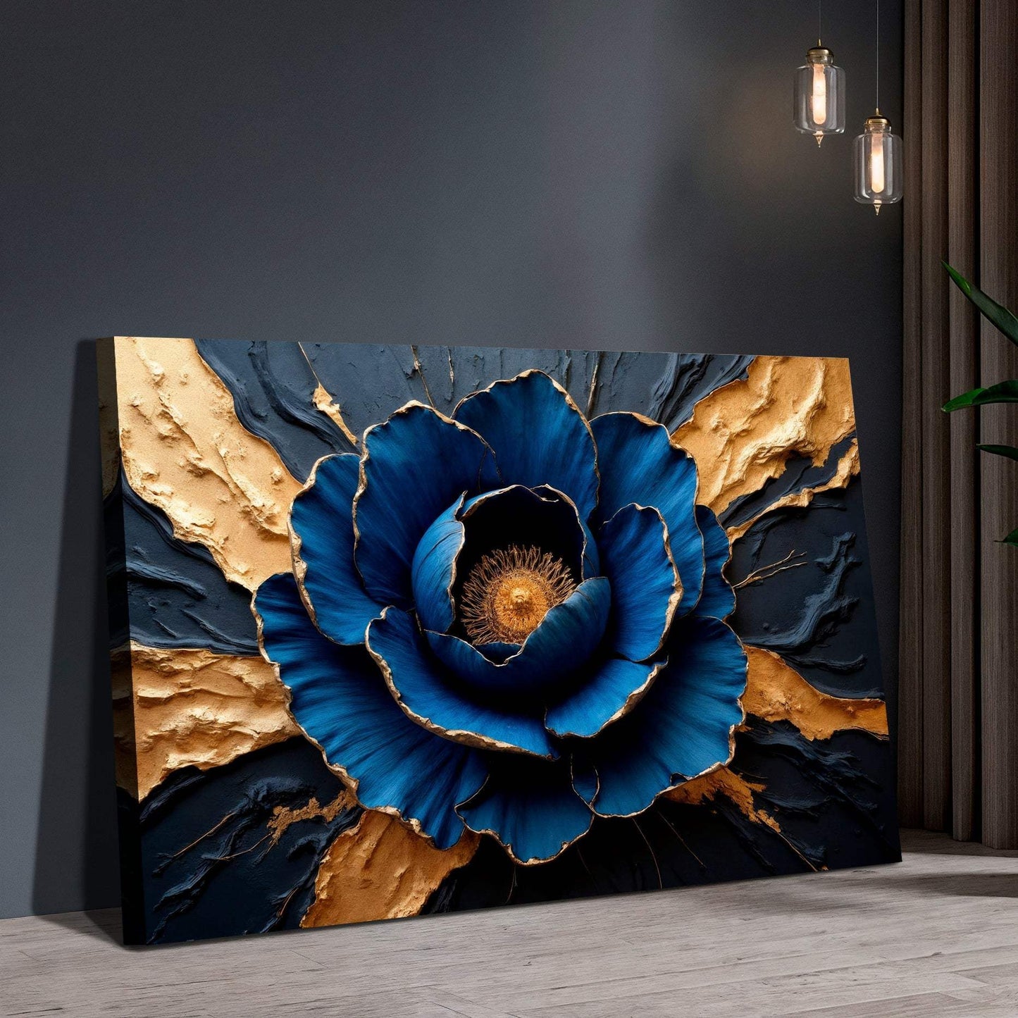 Sapphire Bloom Wall Art - Tailored Canvases - Flyclothing LLC