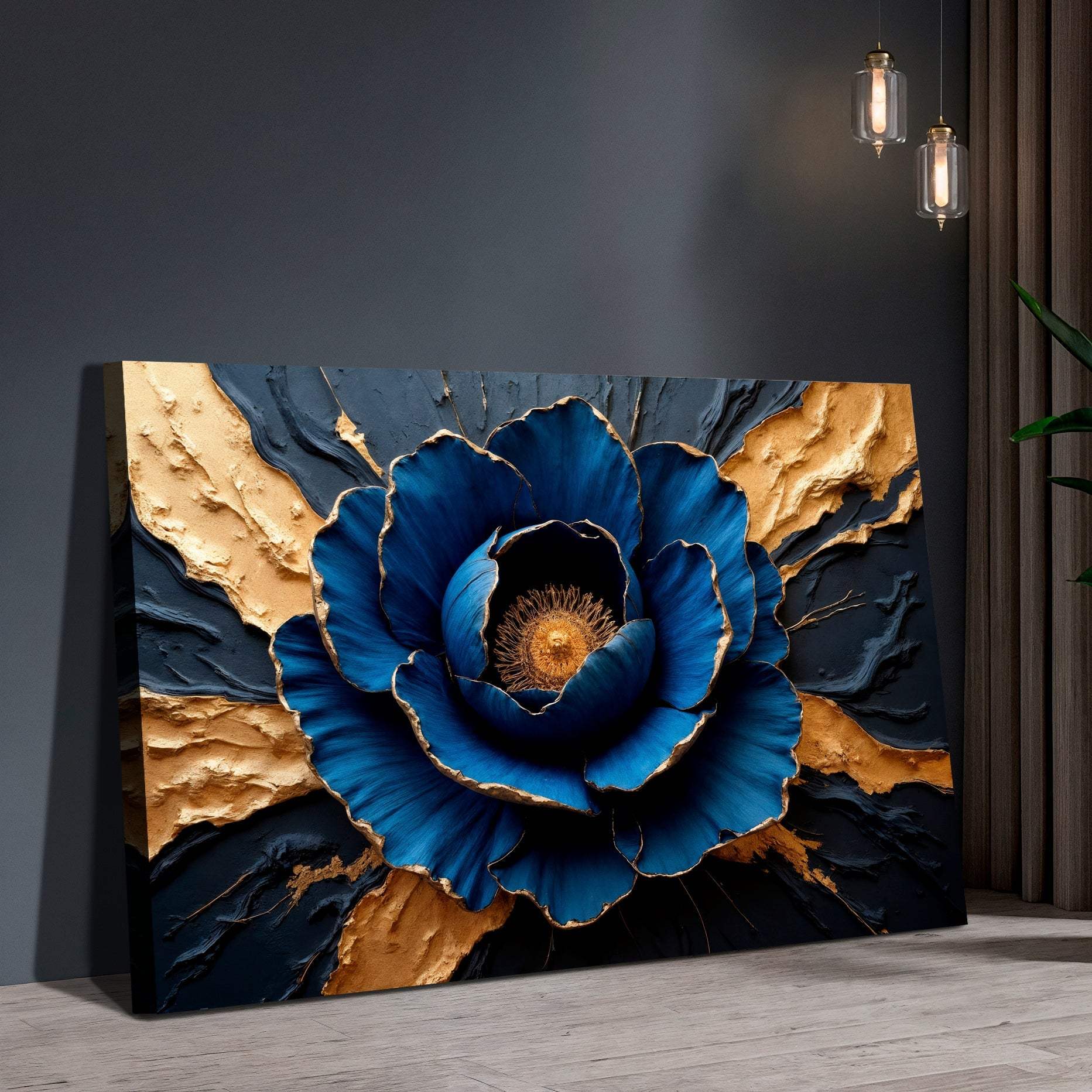 Sapphire Bloom Wall Art - Tailored Canvases - Flyclothing LLC