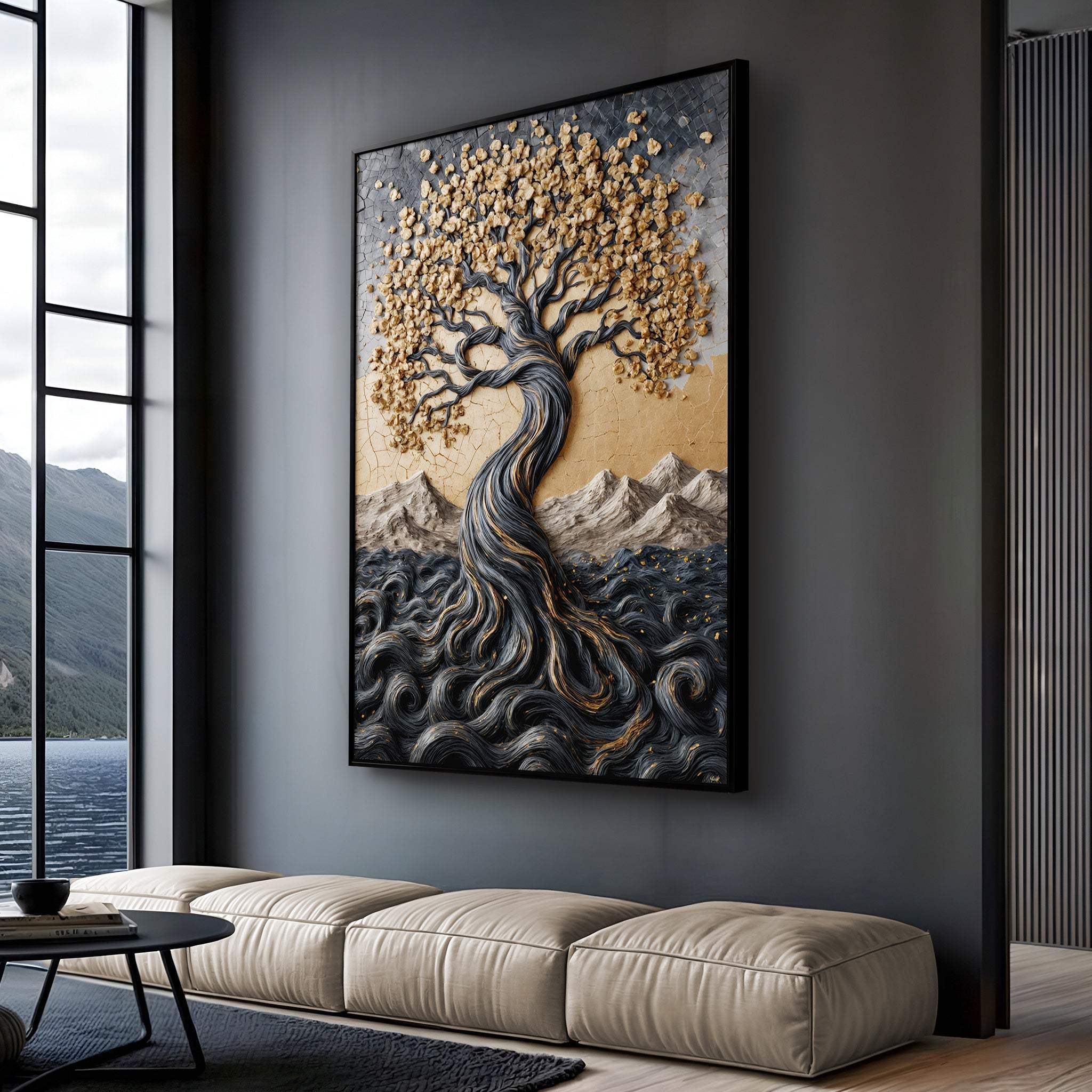 Golden Tree of Life Minimalist Wall Art - Tailored Canvases - Flyclothing LLC