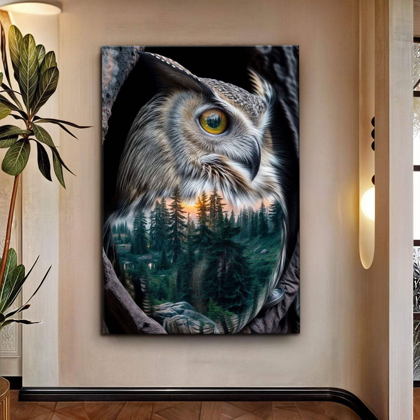 Owl Double Exposure Wall Art - Tailored Canvases - Flyclothing LLC