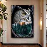 Owl Double Exposure Wall Art - Tailored Canvases - Flyclothing LLC