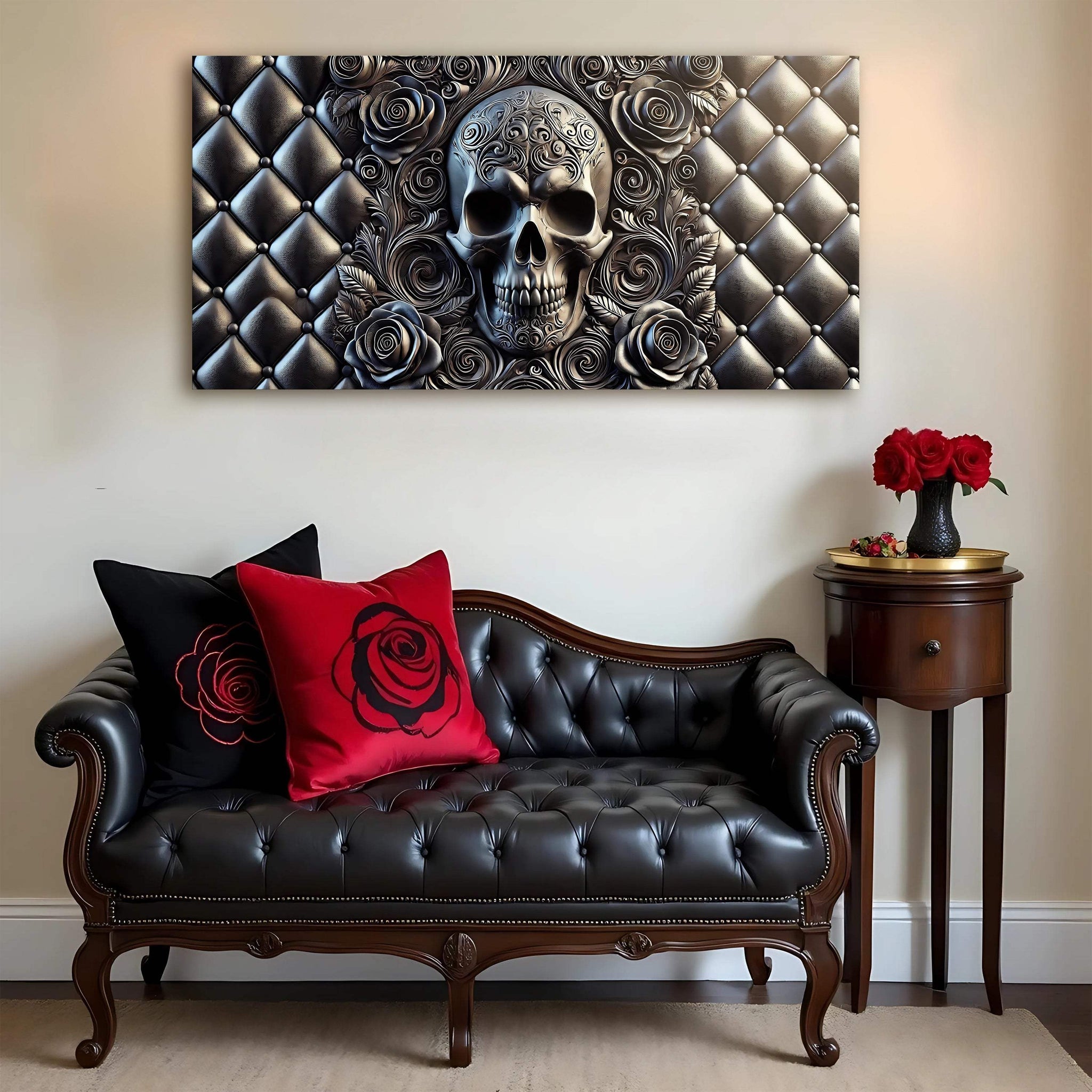3D Rose And Skull Wall Art IV - Tailored Canvases - Flyclothing LLC