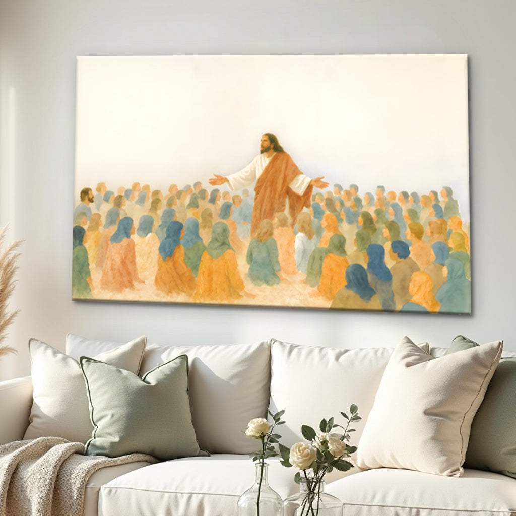 Jesus Speaking To Crowd Faith Wall Art - Tailored Canvases - Flyclothing LLC