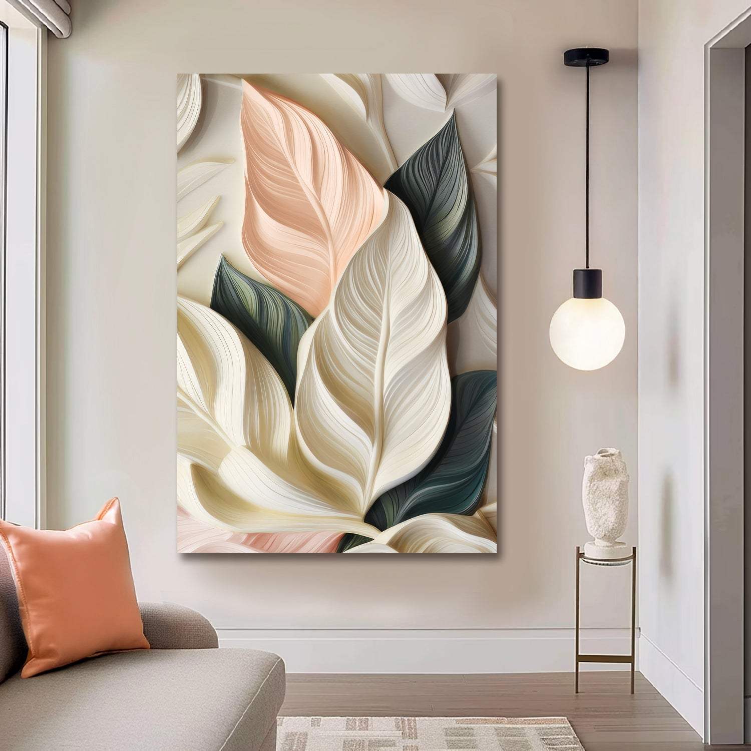 Elegant 3D Pastel Leaf Wall Art - Tailored Canvases - Flyclothing LLC