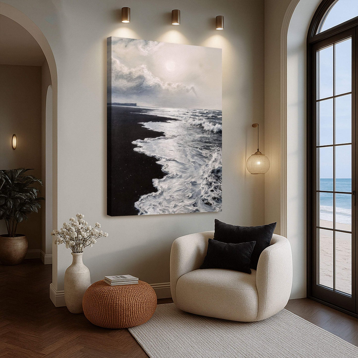 Black & White Waves Abstract Wall Art - Tailored Canvases - Flyclothing LLC