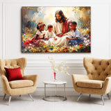 Jesus With Children Faith Wall Art V - Tailored Canvases - Flyclothing LLC