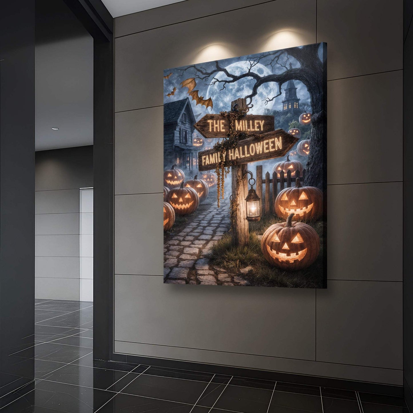Personalized Family Name Street Sign Halloween Wall Art - Tailored Canvases - Flyclothing LLC