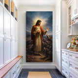 Jesus Protects The Lamb From Wolves Faith Wall Art V - Tailored Canvases - Flyclothing LLC