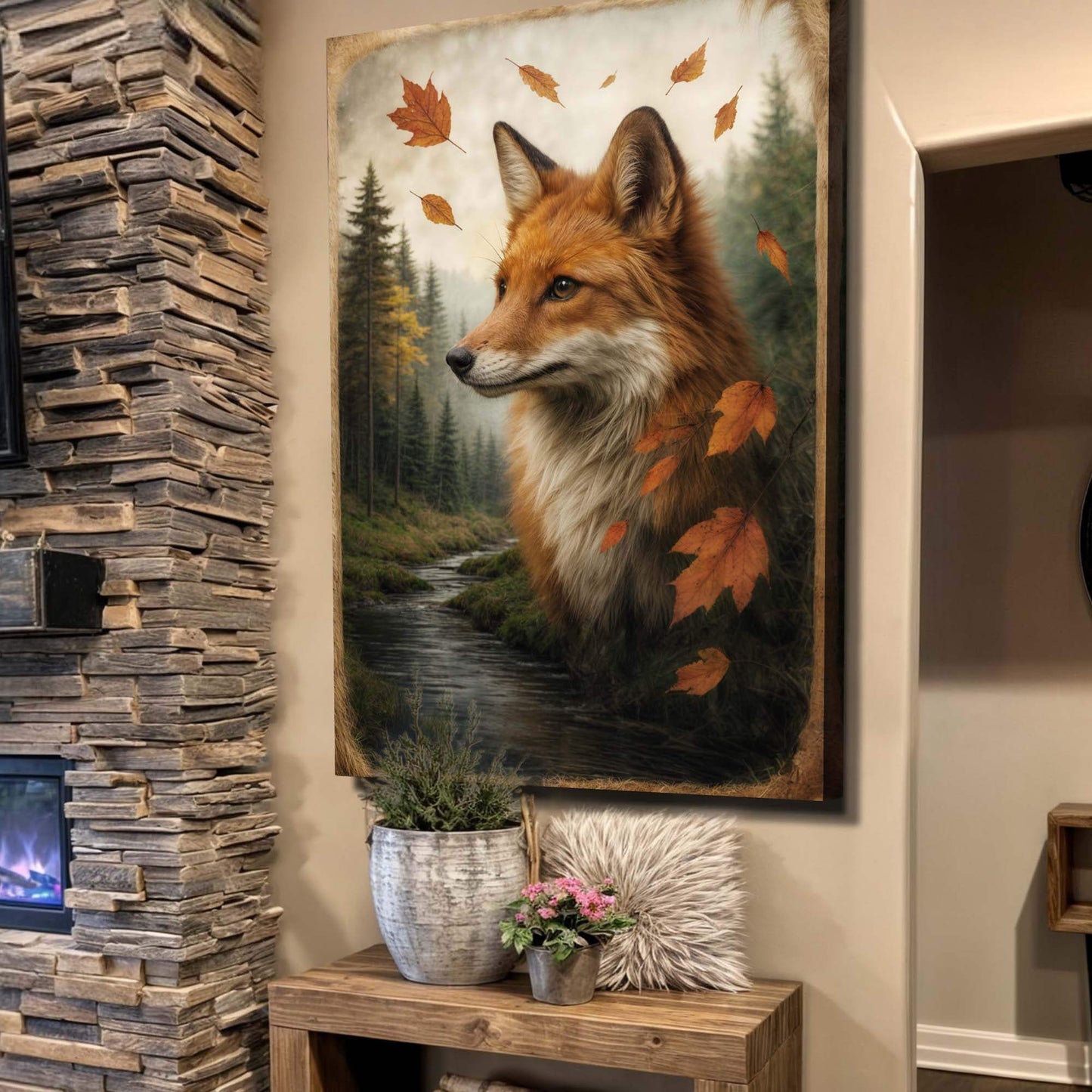 Autumn Fox Double Exposure Wall Art - Tailored Canvases - Flyclothing LLC