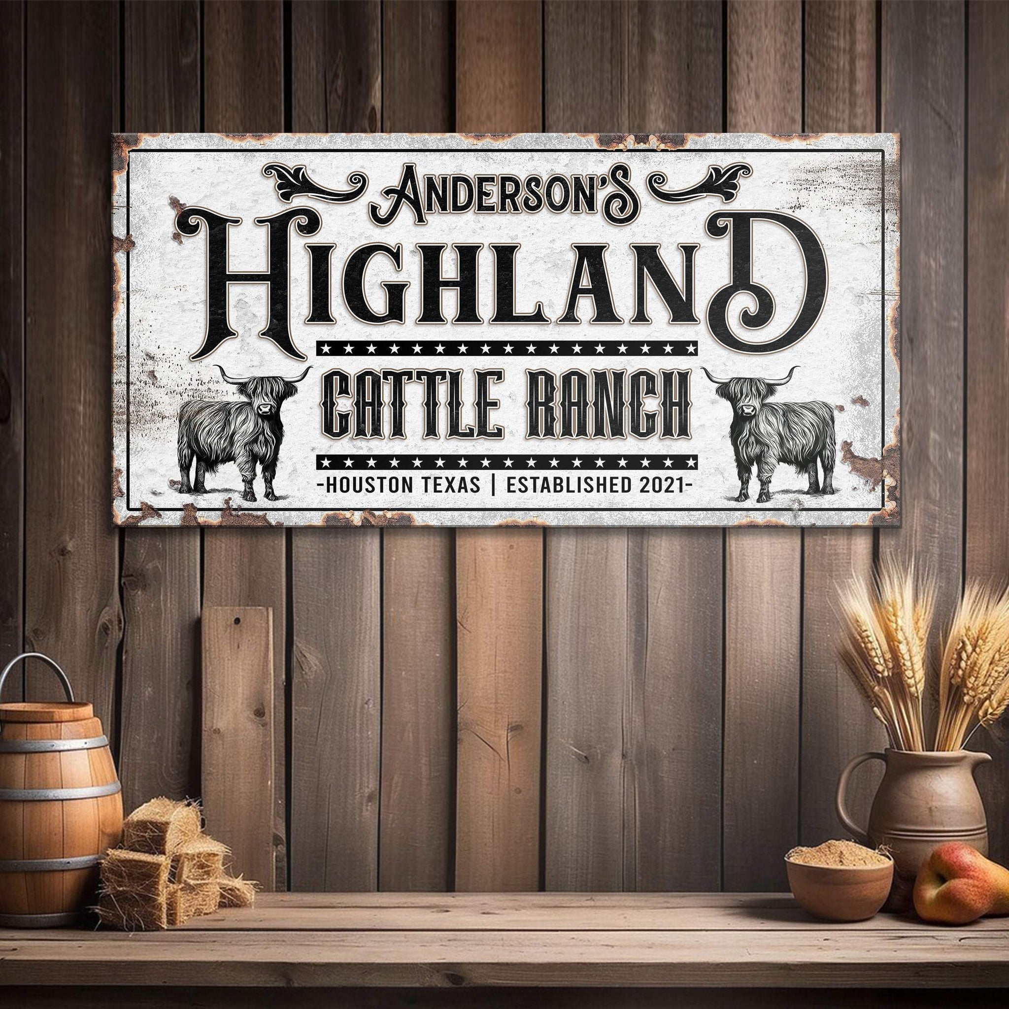 Personalized Highland Cattle Ranch Sign II - Tailored Canvases - Flyclothing LLC