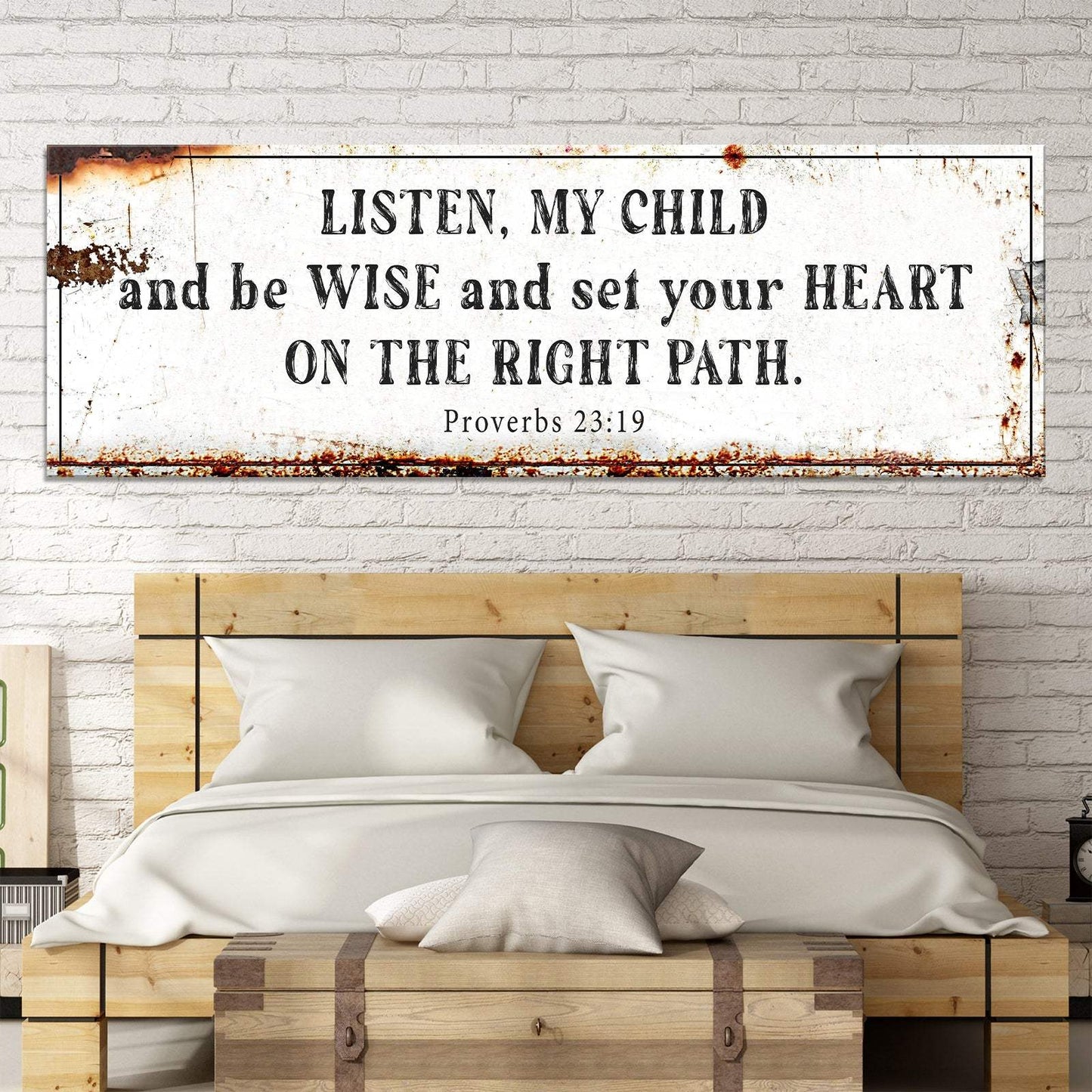 Be Wise and Set Your Heart on The Right Path - Proverbs 23:19 Faith Sign - Tailored Canvases - Flyclothing LLC