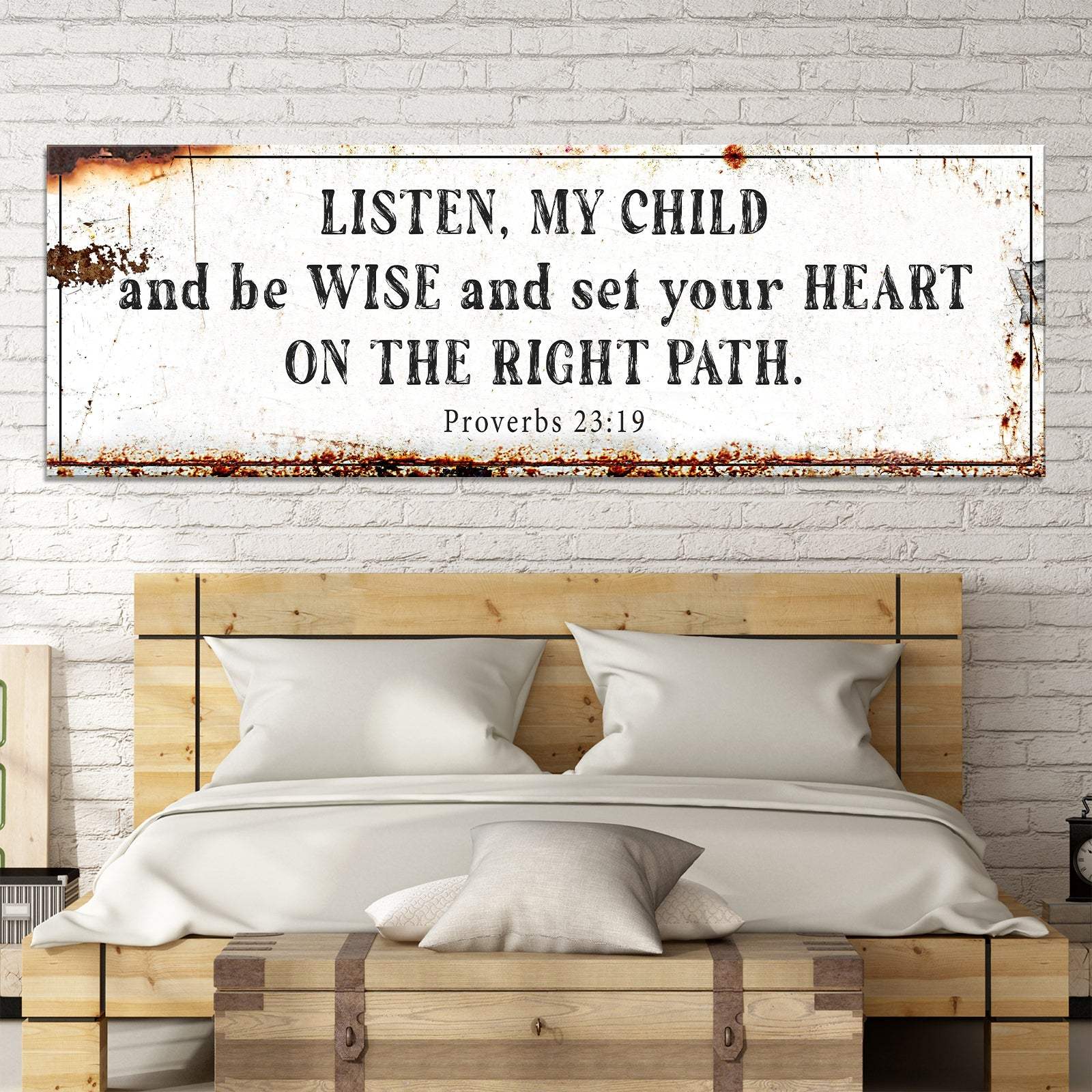 Be Wise and Set Your Heart on The Right Path - Proverbs 23:19 Faith Sign - Tailored Canvases - Flyclothing LLC