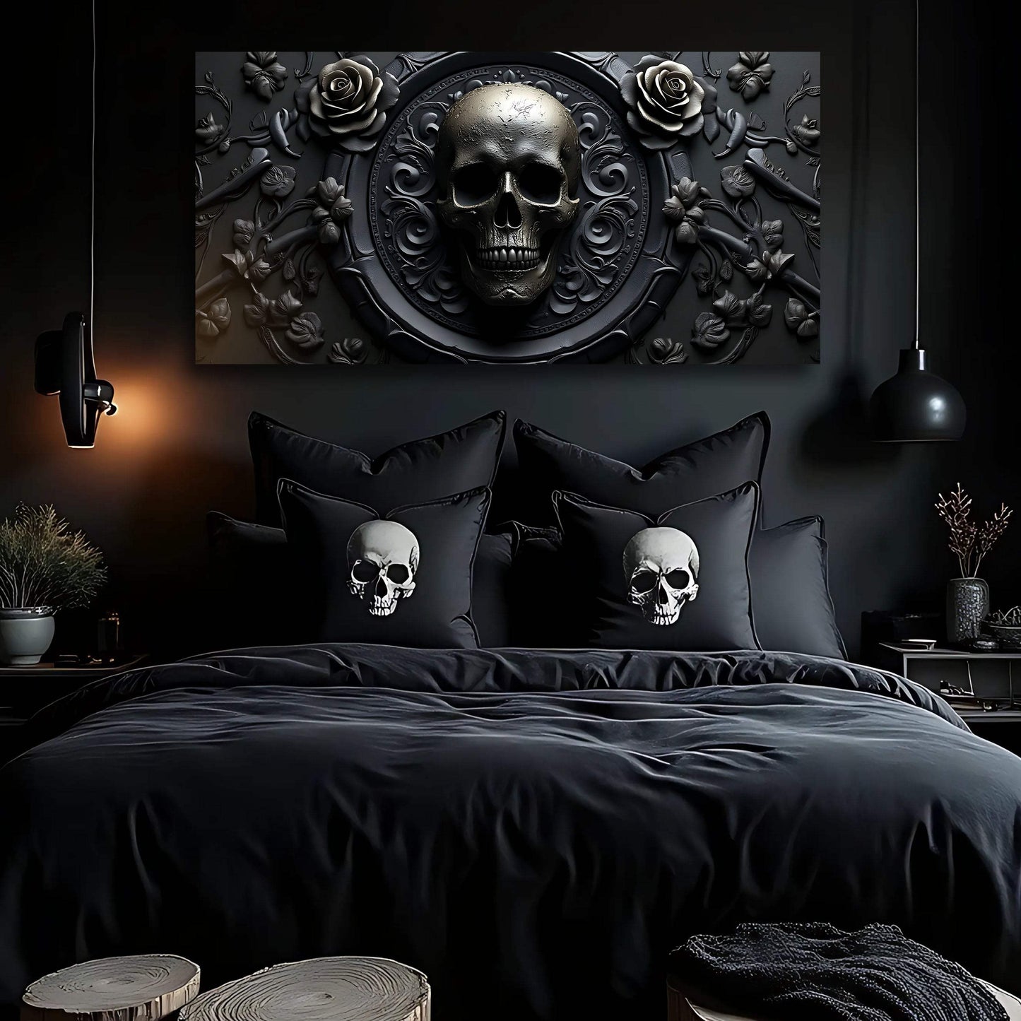 3D Rose and Skull Wall Art VI - Tailored Canvases - Flyclothing LLC
