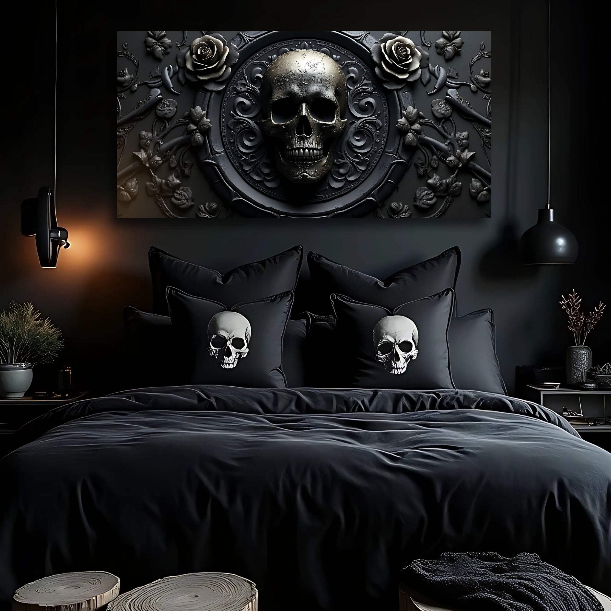 3D Rose and Skull Wall Art VI - Tailored Canvases - Flyclothing LLC