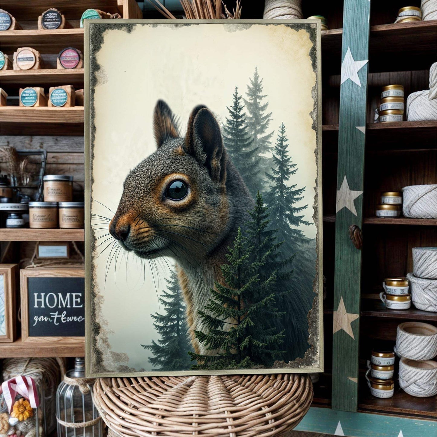 Squirrel Double Exposure Wall Art - Tailored Canvases - Flyclothing LLC