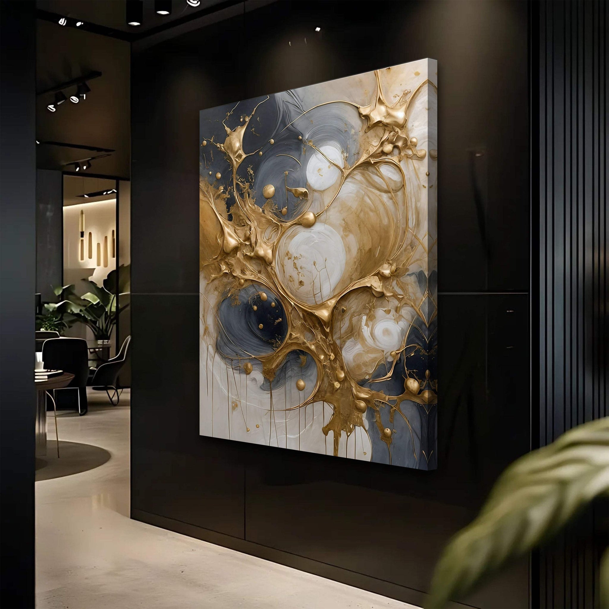 Black and Gold Splash Wall Art - Tailored Canvases - Flyclothing LLC