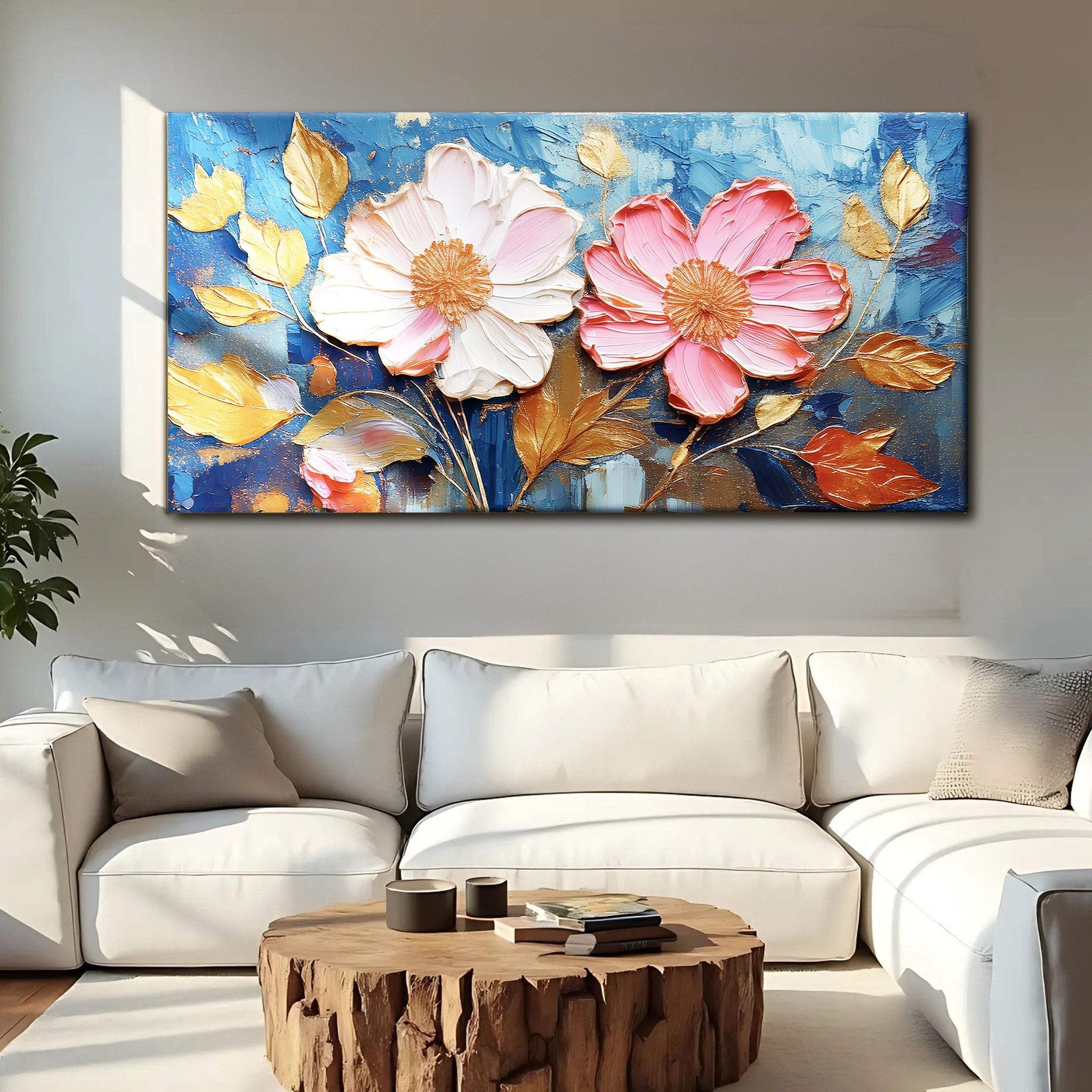 Golden Petals Impasto Wall Art - Tailored Canvases - Flyclothing LLC