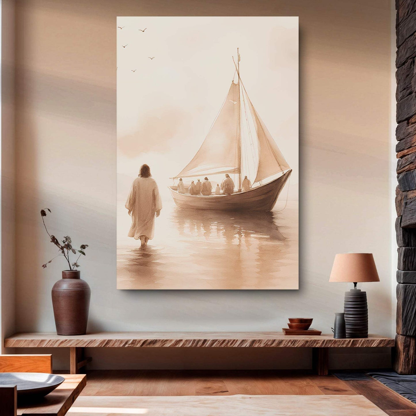 Jesus Christ Walking On Water Faith Wall Art VIII - Tailored Canvases - Flyclothing LLC