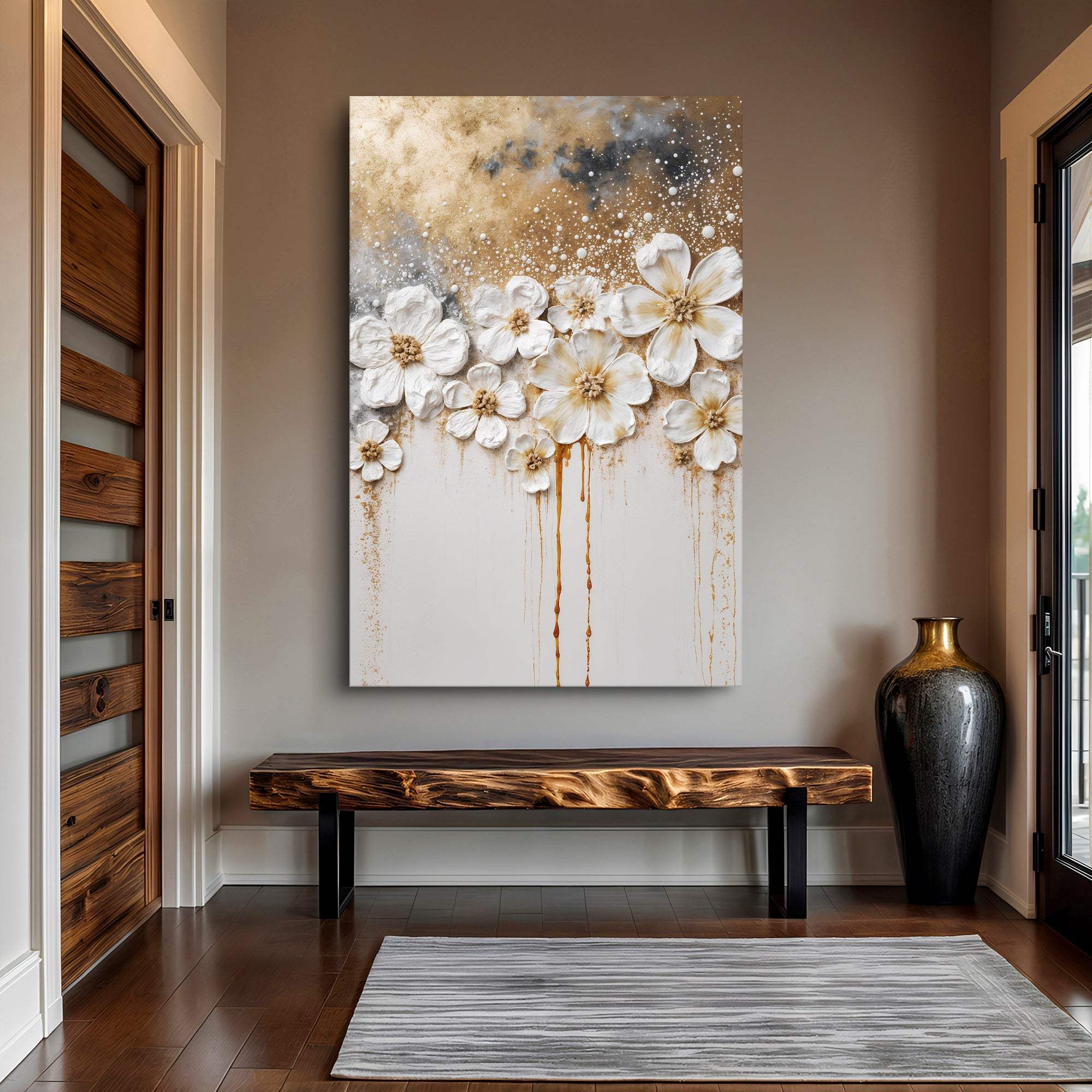 Gold Floral Wall Art - Tailored Canvases - Flyclothing LLC