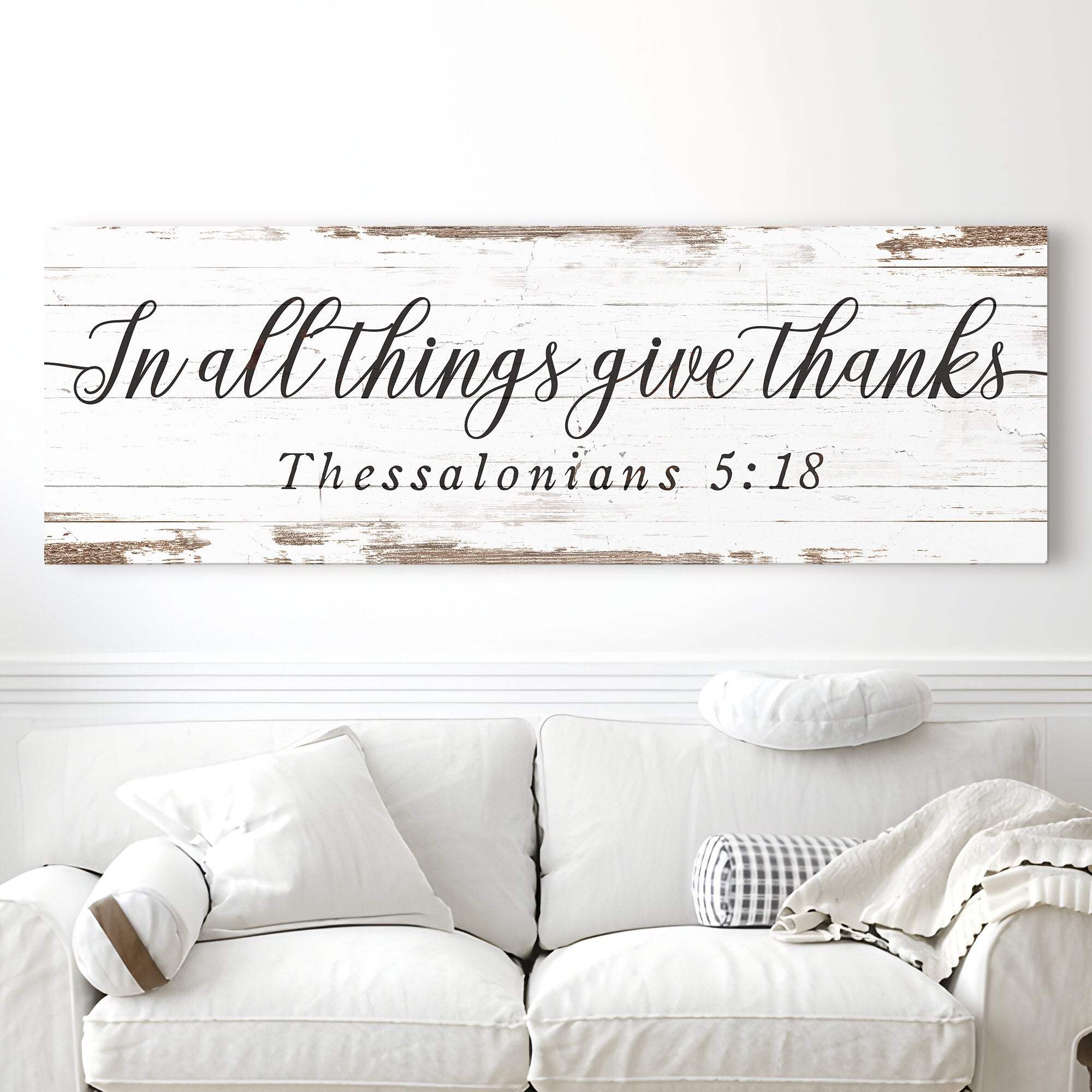 In All Things Give Thanks Thessalonians 5:18 Faith Sign II - Tailored Canvases - Flyclothing LLC