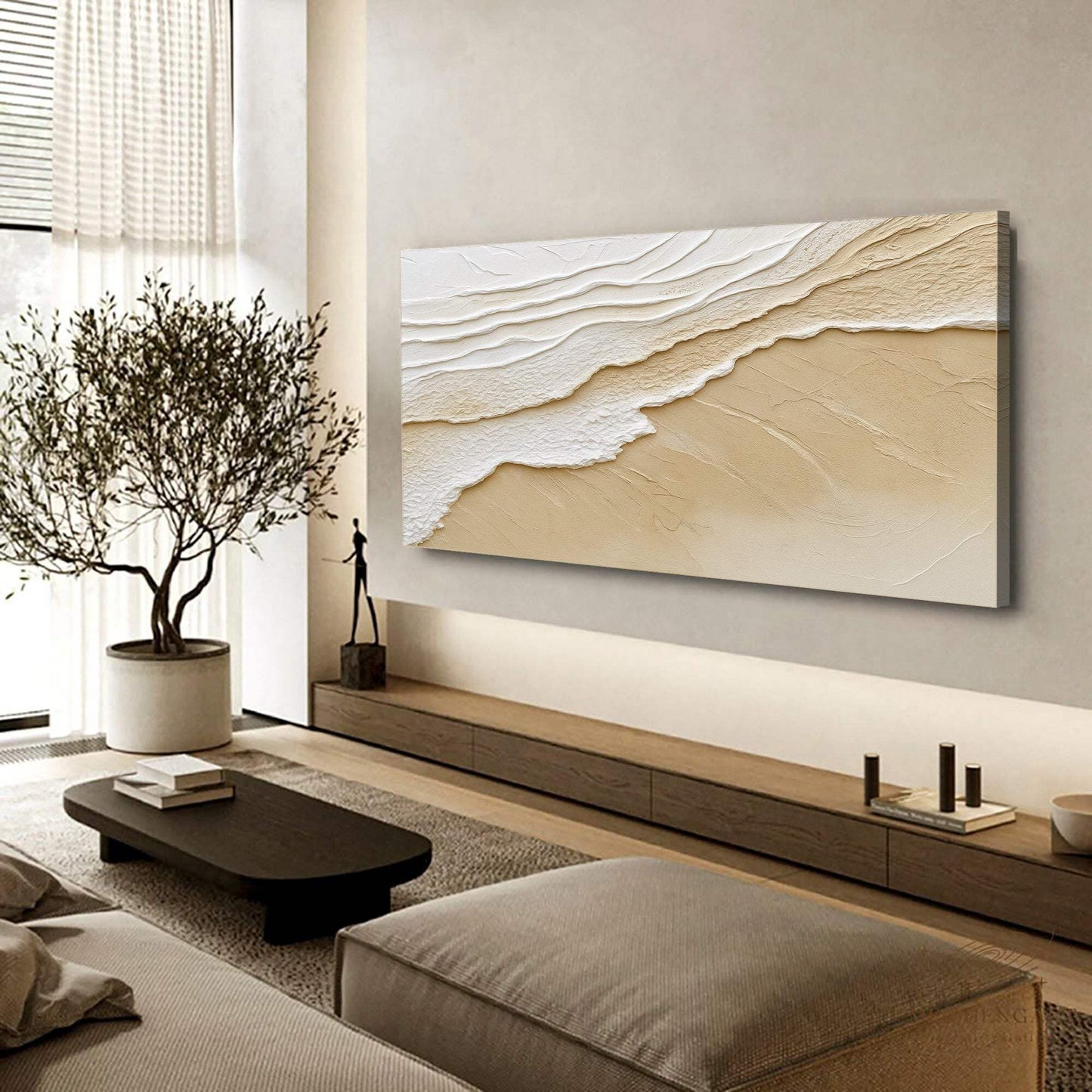 Neutral Ocean Waves Wall Art - Tailored Canvases - Flyclothing LLC