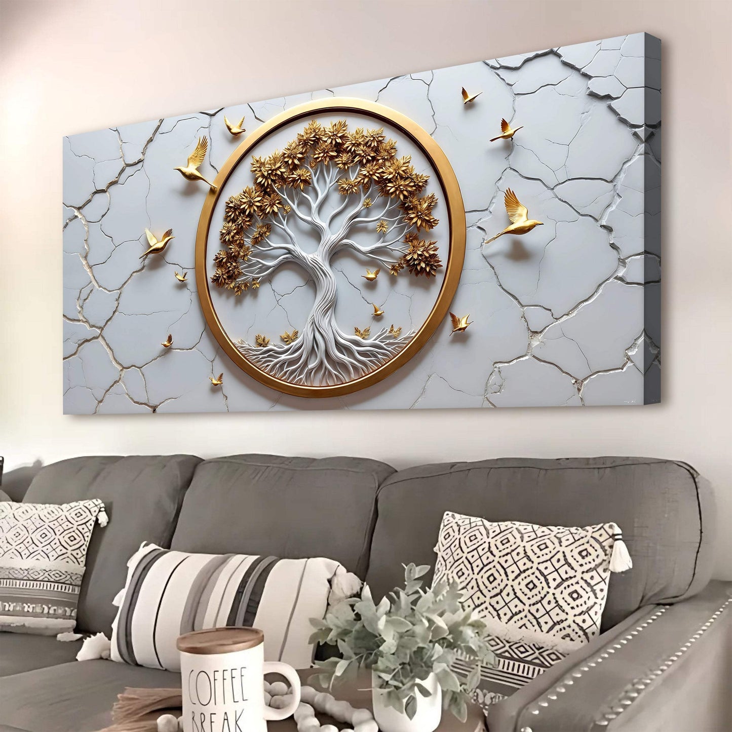 3D Celtic Tree of Life Wall Art - White - Tailored Canvases - Flyclothing LLC