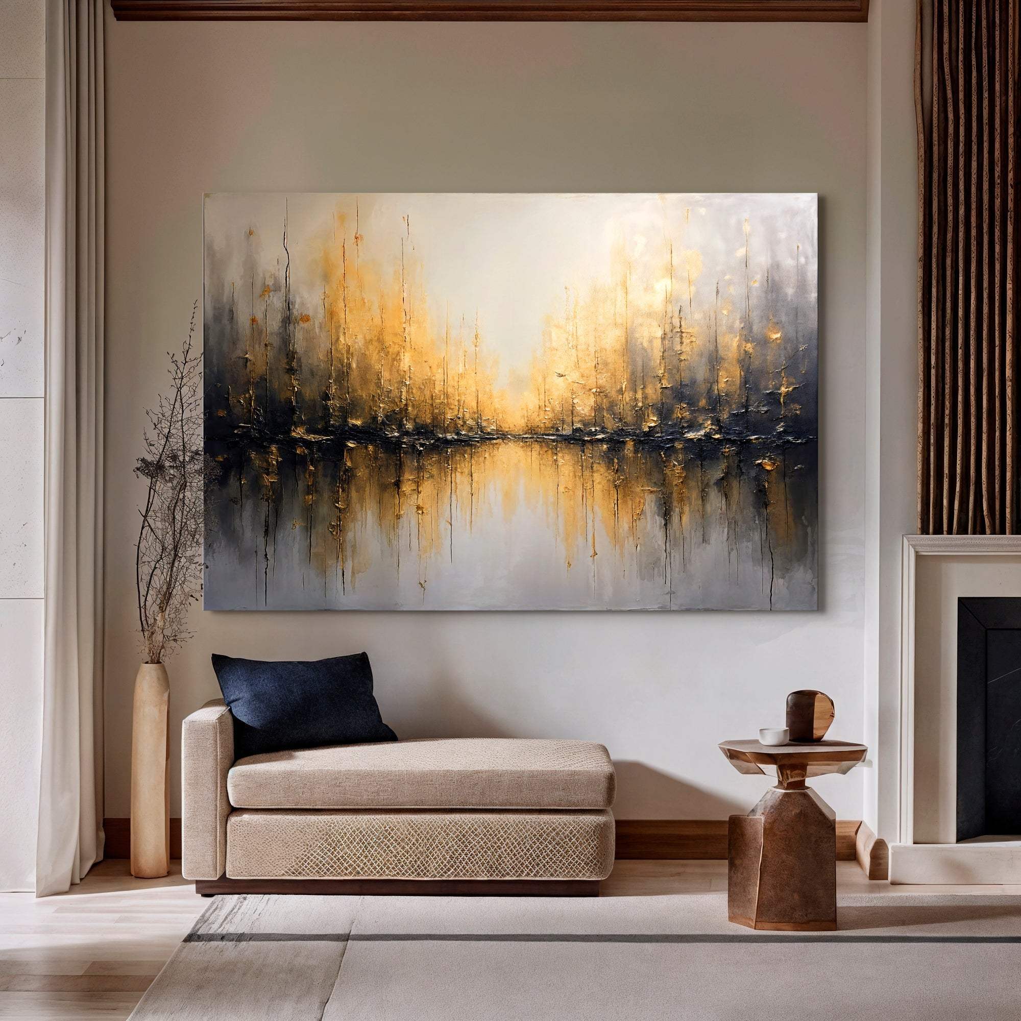 Golden Reflections Abstract Wall Art - Tailored Canvases - Flyclothing LLC