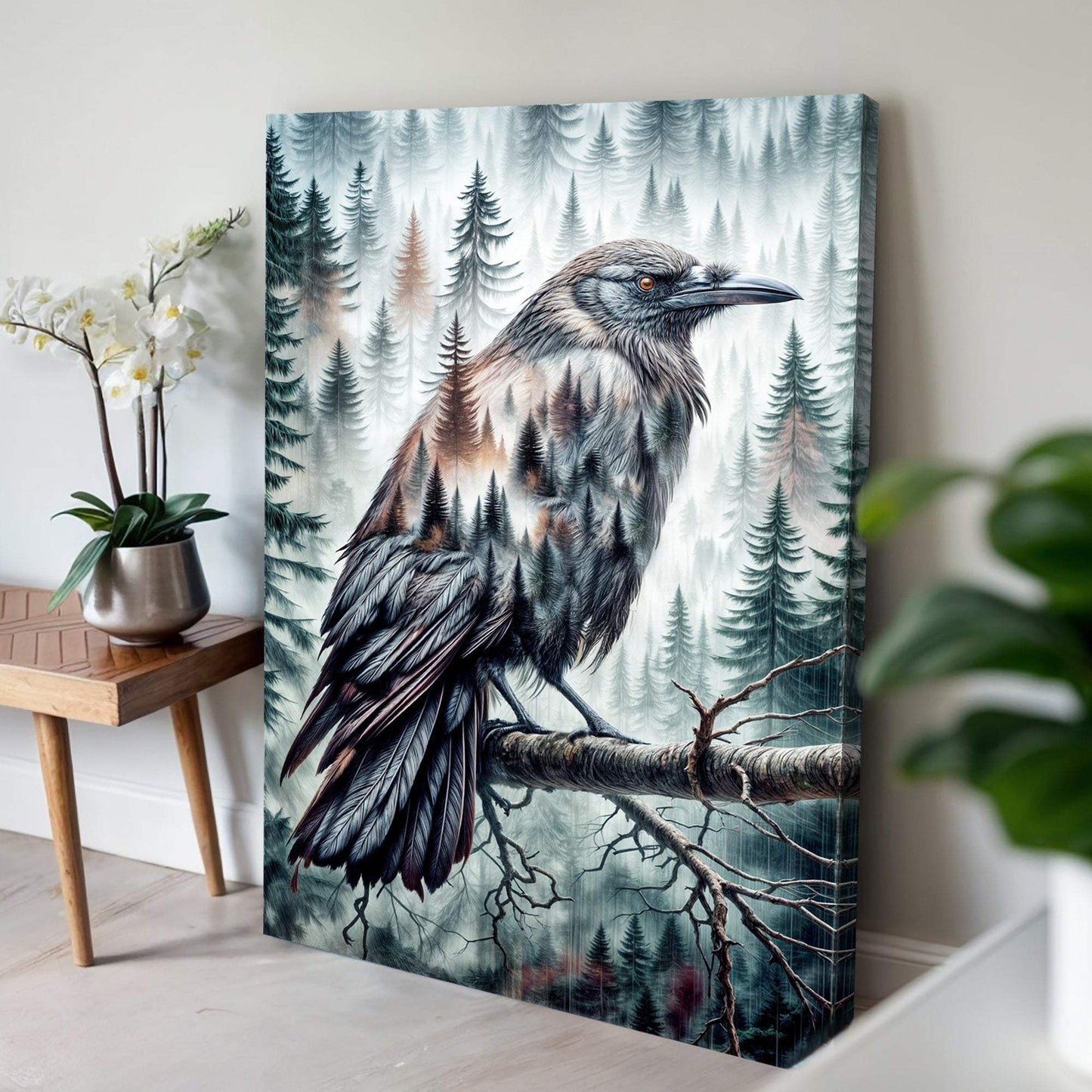 Crow Double Exposure Wall Art - Tailored Canvases - Flyclothing LLC