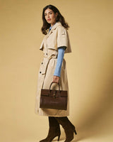 Oriana (brown) - Italian calf leather women's handbag (with shoulder strap)