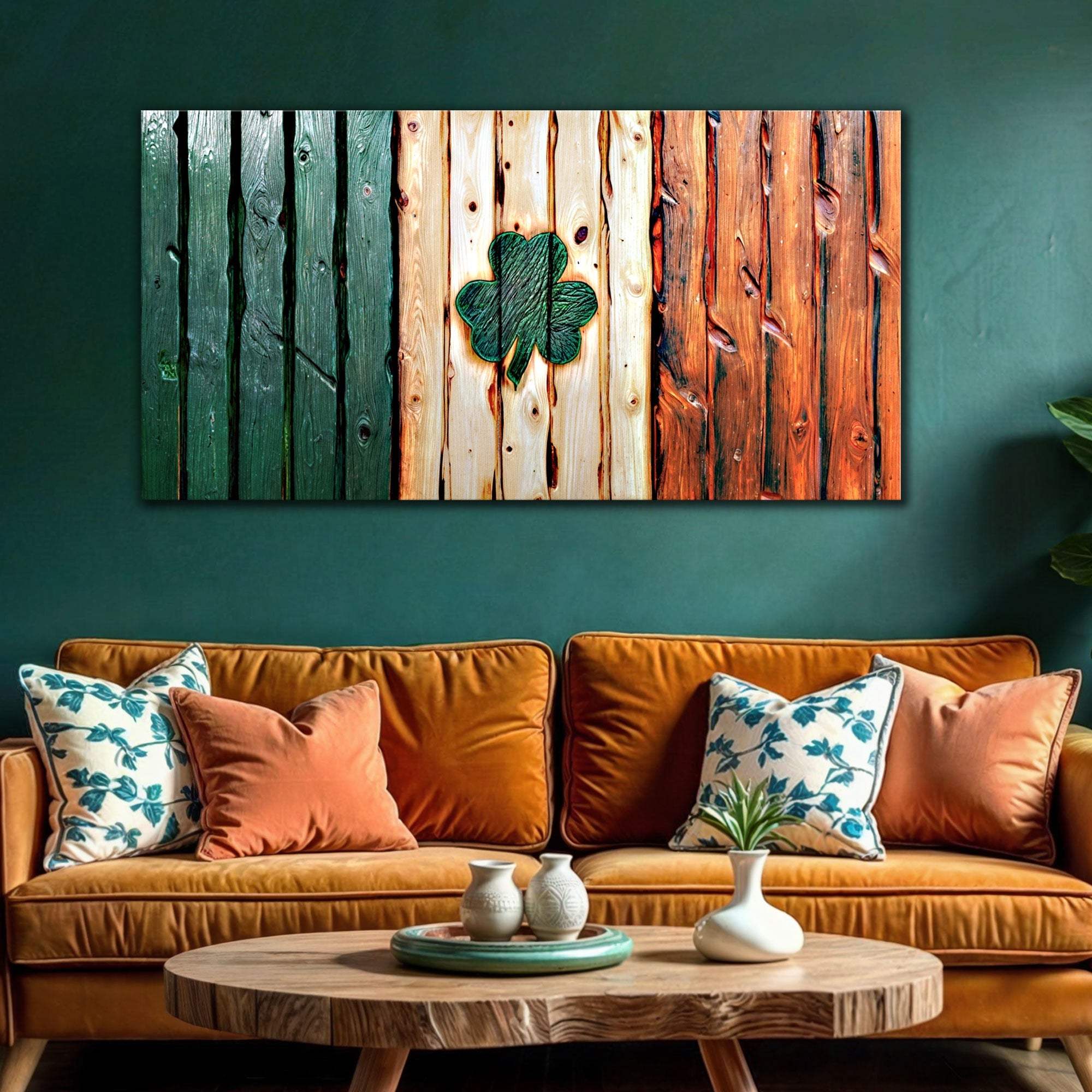 Irish Shamrock Glory Wooden Flag Wall Art - Tailored Canvases - Flyclothing LLC